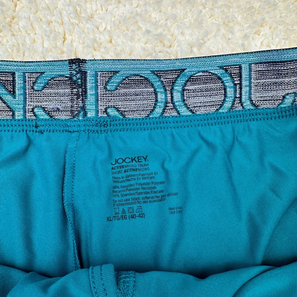Jockey Mens ActiveMicro Microfiber Stretch 3 Pack Trunks Blue Teal XL 40-42